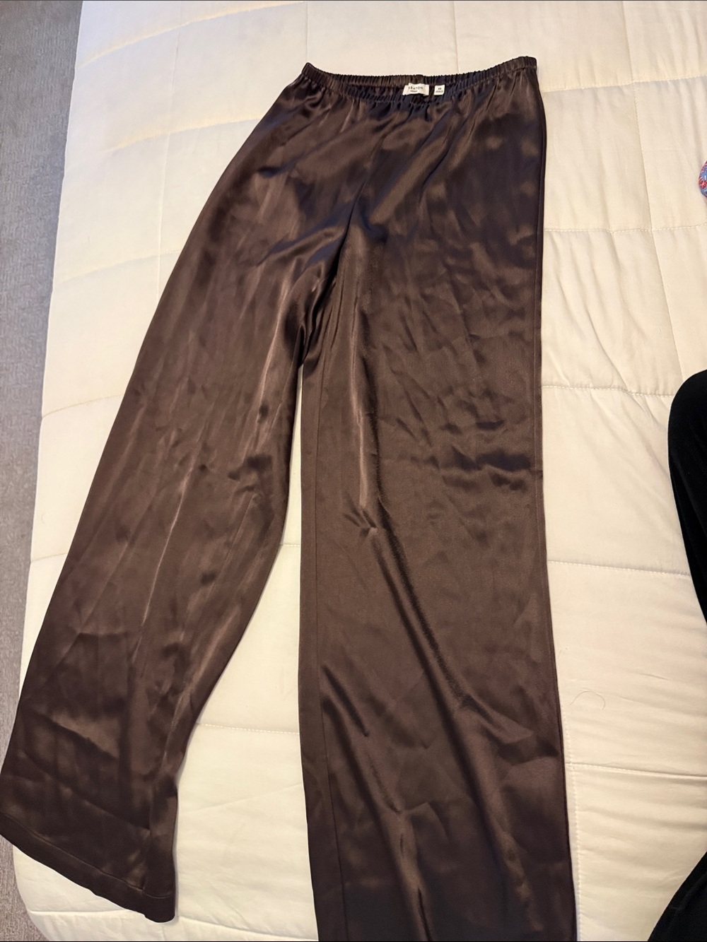 Aritzia Chocolate Brown Satin Wide-Leg Pants